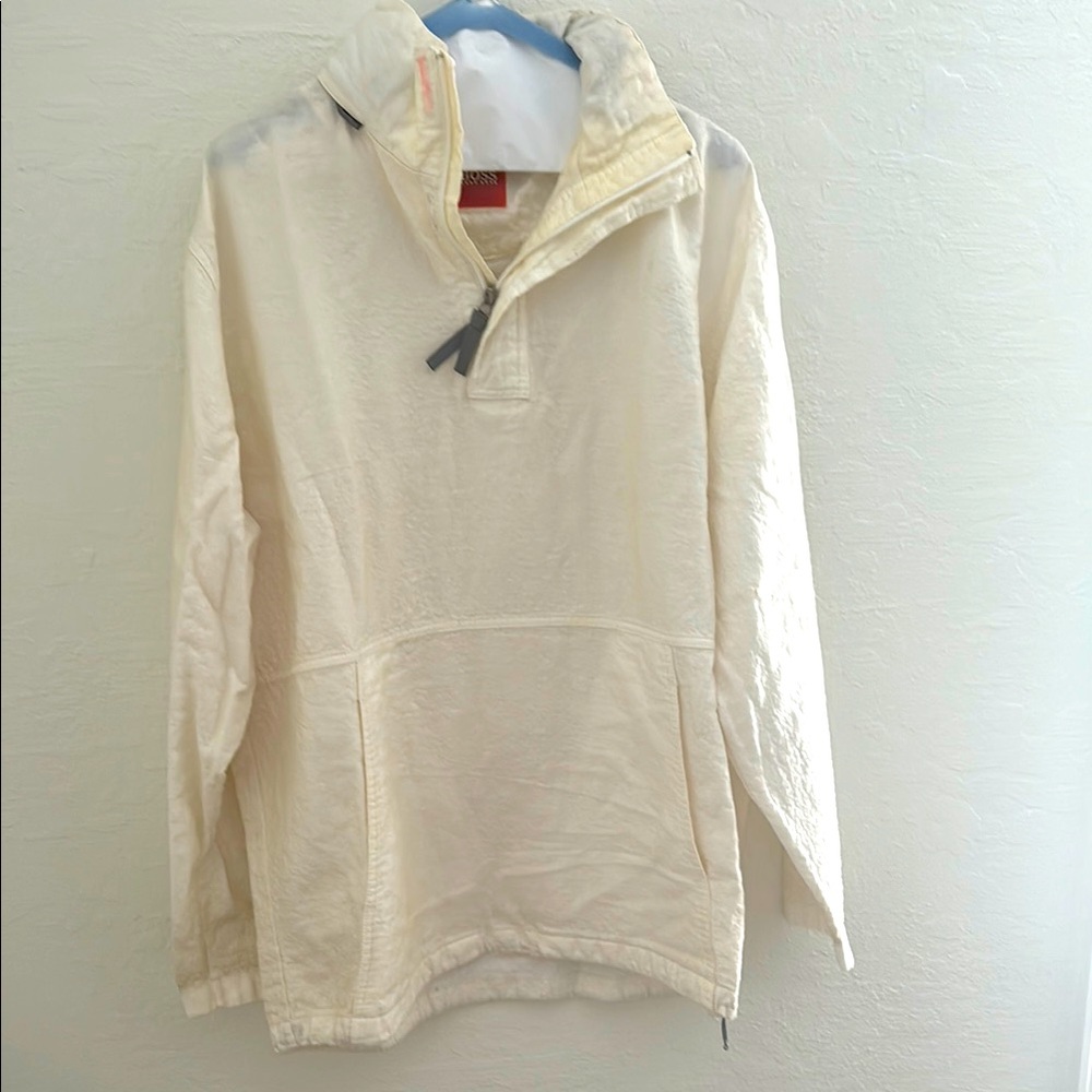 Men's Hugo Boss Cream Pullover Rain/Windbreaker. XXL